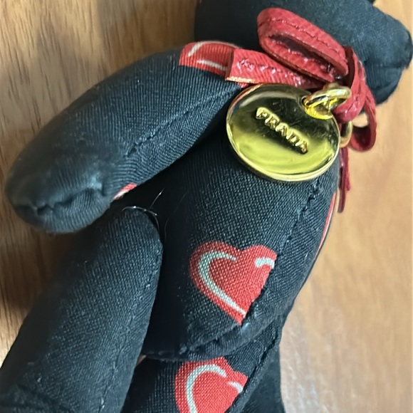 Authentic Prada Teddy Bear Keychain with Red Hearts - Picture 7 of 15